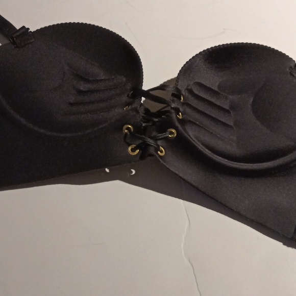 Sz 32 Ribbon Laced Push Up Bra Foam Padded Formed Cups - Picture 8 of 10